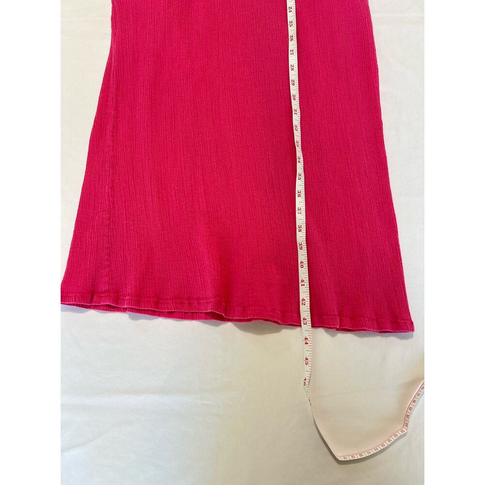 Blair Vintage Embroidered Midi Pink Crinkle Dress Size Medium Summer Beach - Picture 7 of 9